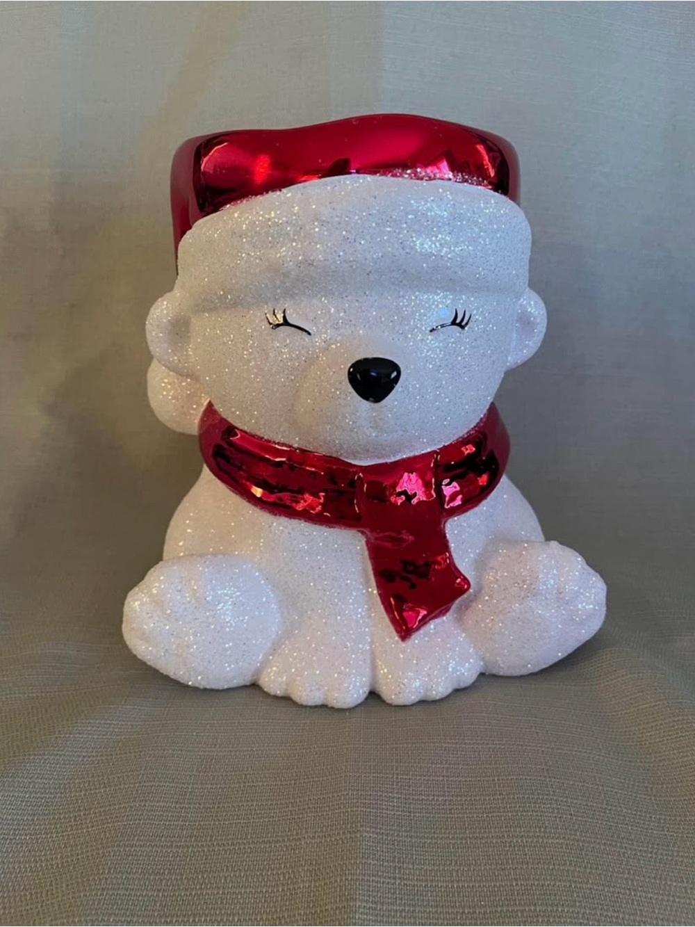Bath and Body Works Ceramic Candle Holder Glitter Polar Bear Holiday